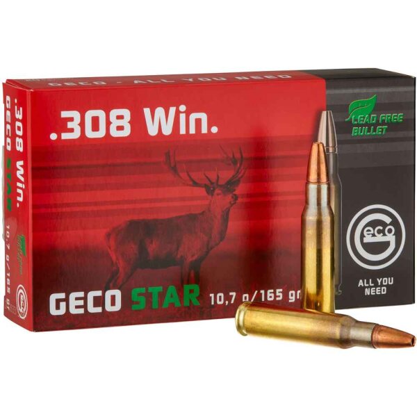 Jagdpatronen .308 WIN GECO STAR 10,7G 165GR bleifrei